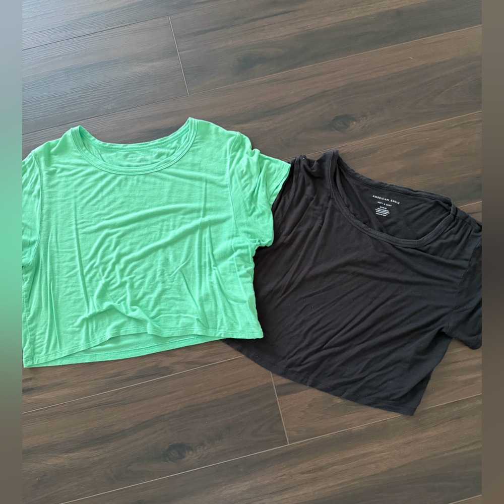 American Eagle Outfitters Green and Black Crop Tops